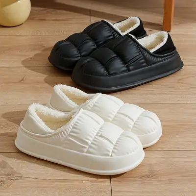 Women Cotton Slipper White Non-Slip Winter