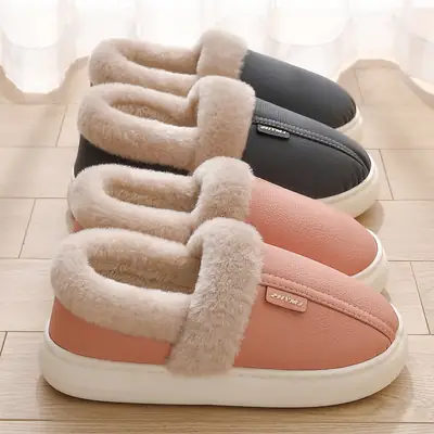 Women Winter Warm Plush Cotton Slippers Waterproof