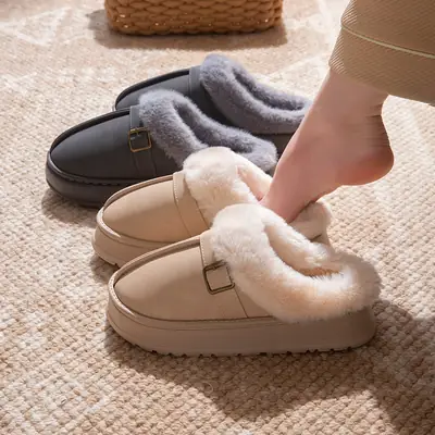 Women Furry Snow Boots Thick Soled Fleece Lined Winter
