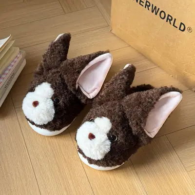 Nanbo Wandevan Plush Cotton Slippers for Women, New Style for Home Indoor Use, Cute Kitten Design, Warm and Non-Slip, Girly Style for Winter