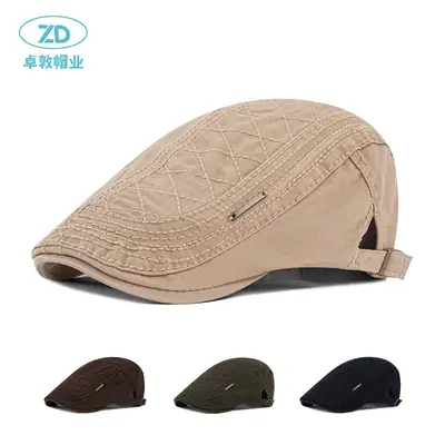 Men's Korean Style Cotton Beret Hat Olive Green