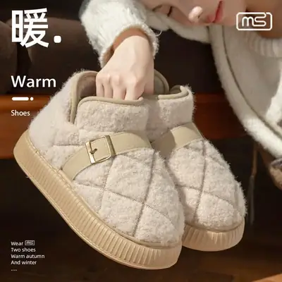Women Closed-Toe Cotton Slippers Autumn Winter 2025