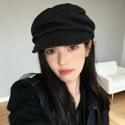 Black Wool Baseball Cap for Men Winter