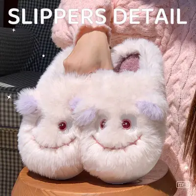 2025 Cute Cartoon Cotton Slippers White Non-Slip