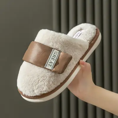 Winter Cross-Border Velcro Slippers for Women Men Soft Soles