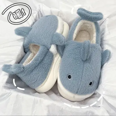Winter Big Shark Slippers with Heel Protection