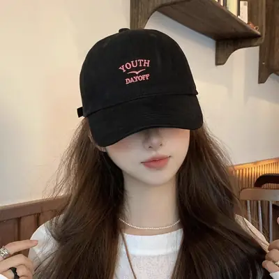 Women Letter Embroidered Baseball Cap Large Wide Brim Duckbill