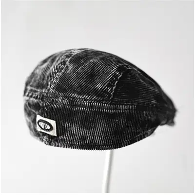 Men's Corduroy Sunshade Cap Brown Back Patch Letters
