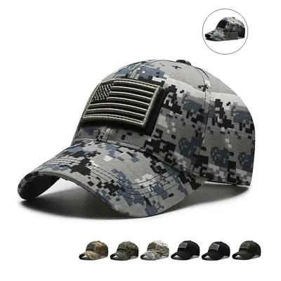 Men Military Cross-Border Cap Black USA Embroidered