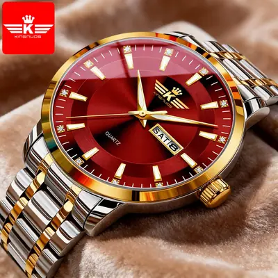 New Foreign Trade Men's Steel Band Waterproof Fully Automatic Dual Calendar Watch Luminous Scale Cross-Border Popular Business Watch