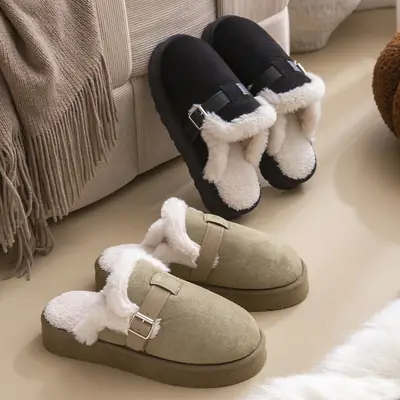 Women Winter Fleece Lined Lamb Wool Slippers Hot Trend 2024