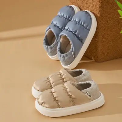 Waterproof Cotton Slippers for Women, Winter Outdoor Wear, 2026 New Model, Plush, Warm, Antibacterial, Closed-Back Men's Cotton Shoes for Autumn and Winter