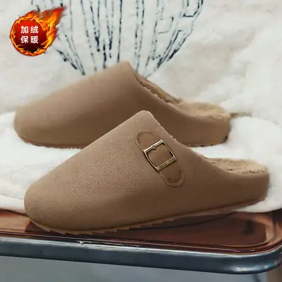 Baotou Slippers Men's Winter Velvet Warm Cotton Slippers Home Indoor Men's Outdoor Wear Non-Slip Soft Bottom Birkenstock Cotton Shoes