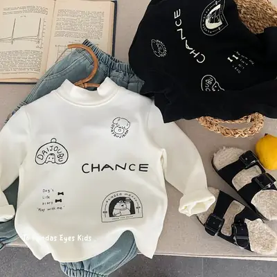 Kids Korean Style T-Shirt White Black Chancer