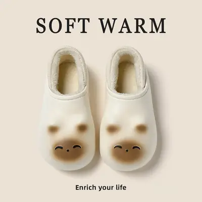 Waterproof Cotton Slippers for Women Autumn and Winter Bag Heel Indoor Home 2025 New Warm Thick-Soled Non-Slip Fleece-Lined Cotton Shoes