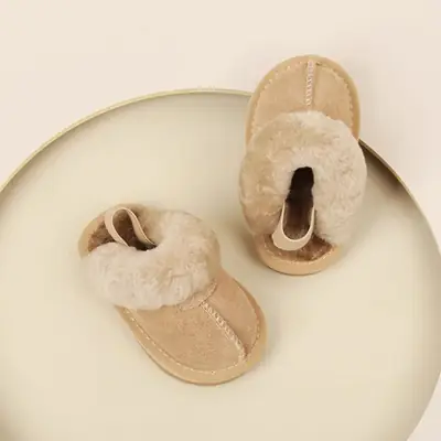 Autumn and Winter Baby Velvet Cotton Shoes, Kidsren's Toddler Shoes, Baby Soft Sole Warm Girls' Shoes, Boys' Furry Leather Shoes