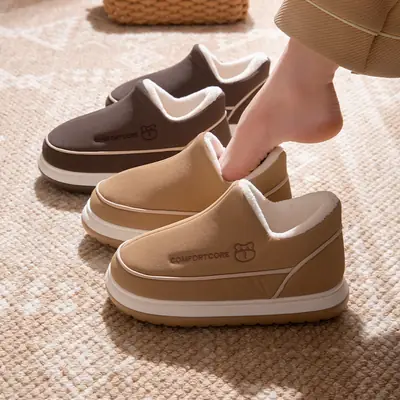 Women's Grey Cotton Slip-On Shoes with Thick White Sole