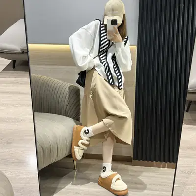 Trendy Cotton Slippers for Girls Winter Warm Non-Slip