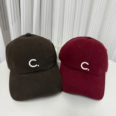 Maroon C-Branded Cotton Baseball Cap for Women
