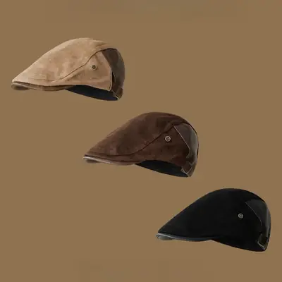 Women British Newsboy Cap Suede Duckbill Brown