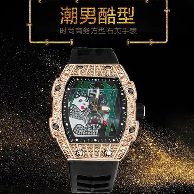Popular Foreign Trade Men's Watch with Hollow Design, Chinese Style Panda Watch, Luminous Personality, Cool Quartz Watch, Cross-Border