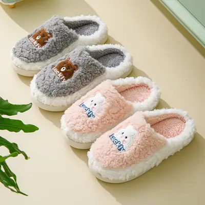 Cotton Winter Slippers Women Pink Soft Warm Indoor
