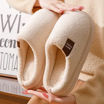 New Plush Cotton Slippers for Men Winter Warm Non-Slip