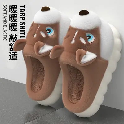 Erha Cotton Slippers 2025 Cotton Slippers for Men and Couples, Fleece-Lined, Warm, Non-Slip, Solid Color, Suitable for Home and Outdoor Wear, High-End Cotton Slippers for Women