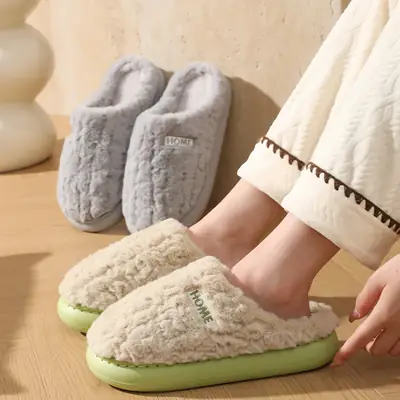 Warm Cotton Furry Slippers for Women Men 2025