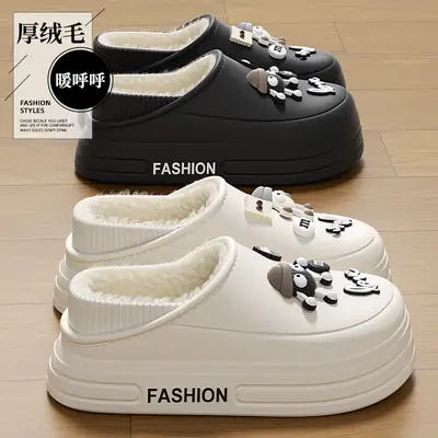 Women Velvet Covered Heel Shoes Winter Warm Non-Slip