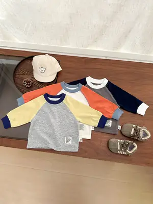 Kids Korean Cotton Long Sleeve T-Shirt 2025 Autumn
