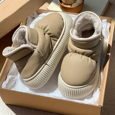 Mingsheng's New Cotton Slippers for Women in Autumn and Winter with Velvet and Thick Plush Thick Soles for Home Use and Non-Slip for Outdoor Use