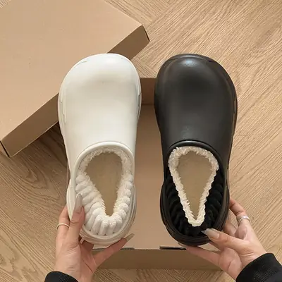 Women Waterproof Cotton Slippers White 2025 Winter Indoor