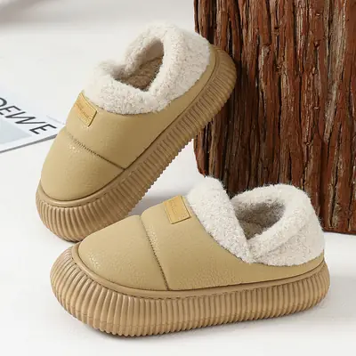 Women Cotton Waterproof Bag Heel Slippers Winter Autumn