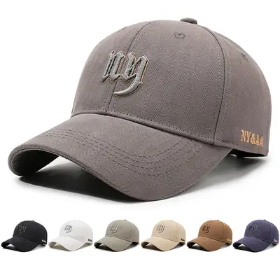 Men's Navy Blue Embroidered Baseball Cap Three Layer
