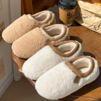 Women Indoor Plush Cotton Slippers Winter Warm Non-Slip