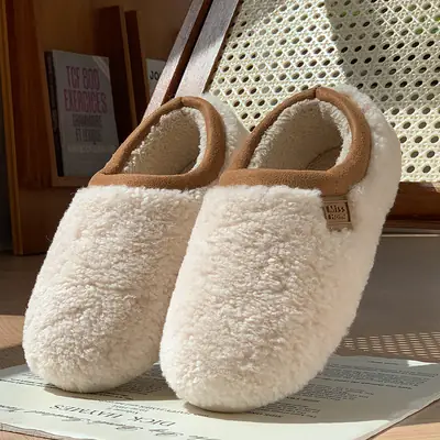 New Hong Kong Style Home Cotton Slippers for Women, Comfortable and Silent, Non-Slip Floor-Friendly, Soft-Soled, Warm Cotton Slippers for Couples
