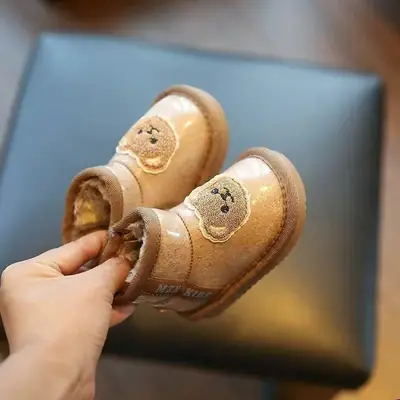 Baby Cotton Shoes, Boys' Snow Boots, Winter Warm Fleece-Lined Shoes, Children's Toddler Shoes, Soft Sole Non-Slip Girls' Shoes