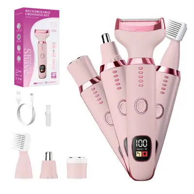 Women's Private Hair Trimmer Four-In-One Multi-Function Shaver Electric Digital Display Full Body Washable Hair Removal Device