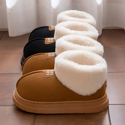 Women Waterproof Fleece Lined Slippers Brown