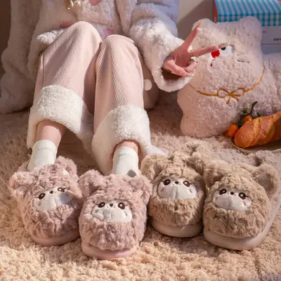 Furry Slippers for Women Winter Warm Fleece Lined