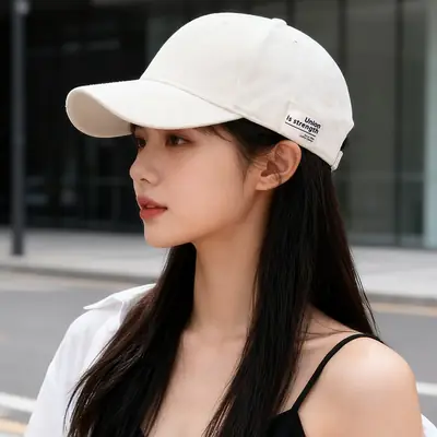 Women Wide-Brimmed Sun Hat with Letter Embroidery