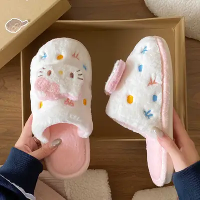 New Arrival Cute Cat Slippers for Women Warm Plush Cotton