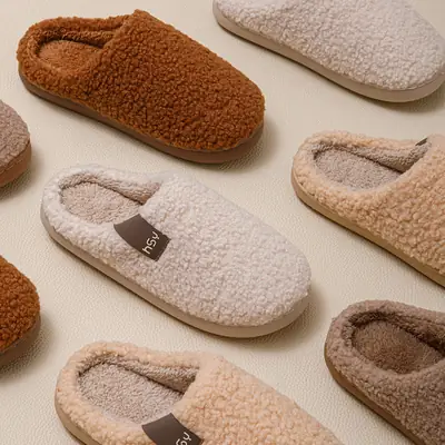 New Plush Cotton Slippers Women Winter Warm Anti-Slip