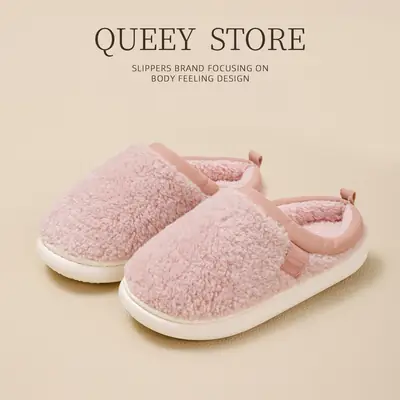 Silent Cotton Slippers Women Pink Winter Autumn