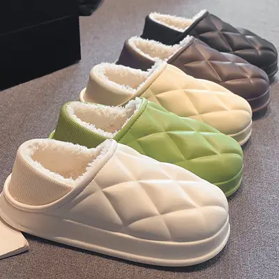 Women's Waterproof Cotton Slippers Winter Warm Thick Sole