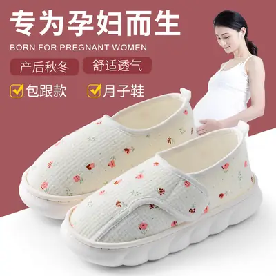 Maternity Shoes for Women, Autumn and Winter 2025 New Style, Pregnant Women's Spring and Autumn Slip-On Cotton Slippers with Non-Slip Thick Soles for Outdoor Wear