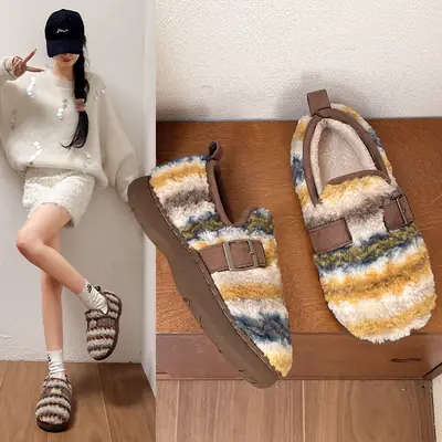 Women Cotton Birkenstock Slippers Warm Winter Indoor