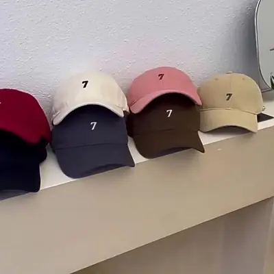 Red Embroidered Baseball Cap with 7 Design