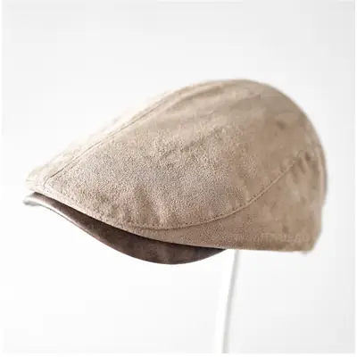Men's Brown Duckbill Cap Sunshade Suede